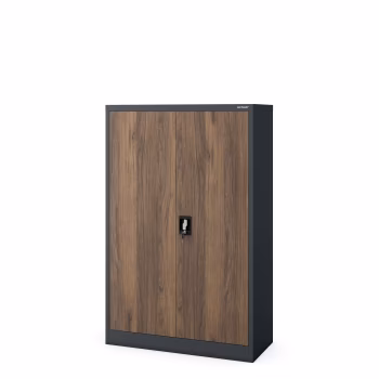 Aktenschrank Büroschrank KEVIN, 900 x 1400 x 400 mm, Eco Design: anthrazit/ nussbaum
