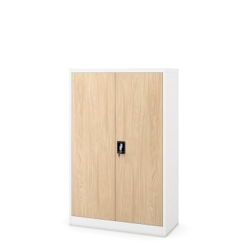 Aktenschrank Büroschrank KEVIN, 900 x 1400 x 400 mm, Eco Design: weiß/ sonoma eiche