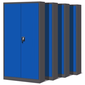 Setzen 4x abschließbarer Aktenschrank für Büro JAN H, 900 x 1950 x 400 mm, anthrazit-blau