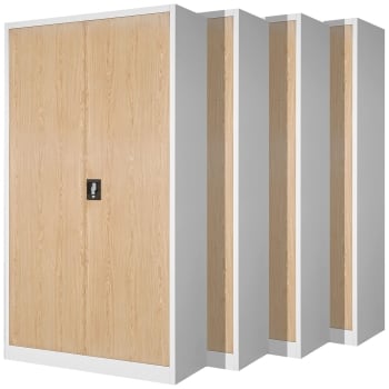 Set 4x Metal office cabinet JAN H, 900 x 1950 x 400 mm, Eco Design: anthracite/ walnut