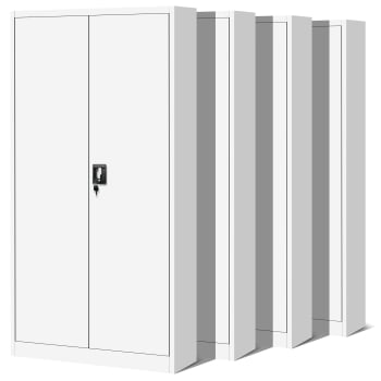 Set 4x armoire en métal verrouillable JAN H, 900 x 1950 x 400 mm, blanc