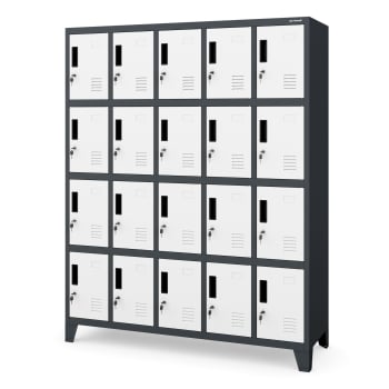 Metallschrank mit 20 Fächern ROBERT, 1360 x 1720 x 450 mm, anthrazit-weiß