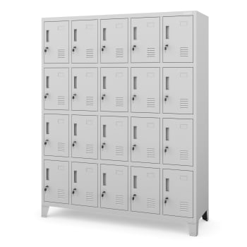 Metallschrank mit 20 Fächern ROBERT, 1360 x 1720 x 450 mm, grau