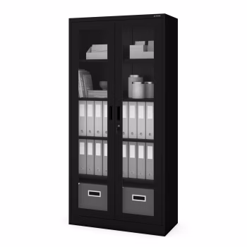 Vitrinenschrank AMELIA, 900 x 1850 x 400 mm, schwarz