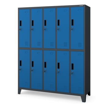 Armoire vestiaire métallique 10 portes BARTEK 1360 x 1720 x 450 mm, anthracite-bleu
