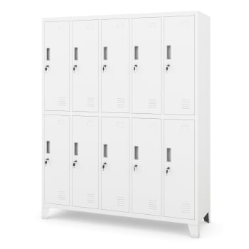 Vestiaire métallique BHP à 10 portes BARTEK 1360 x 1720 x 450 mm, blanc