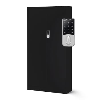 Metall-Aktenschrank fürs Büro DANIEL, 900 x 1850 x 400 mm, schwarz