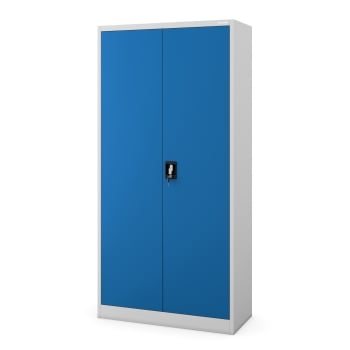 Armoire de ménage métallique verrouillable DAWID – 900 x 1850 x 450 mm, gris-bleu
