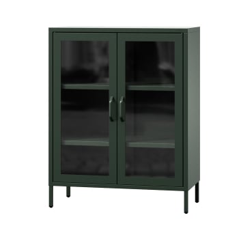 Wohnzimmer Vitrinenschrank GINA, 800 x 1015 x 400 mm, Modern: flaschengrün