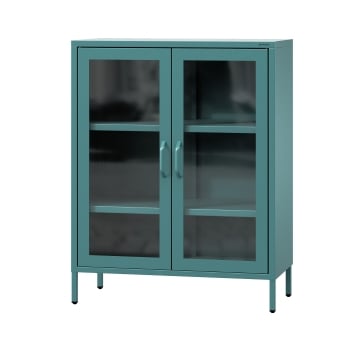 Wohnzimmer Vitrinenschrank GINA, 800 x 1015 x 400 mm, Modern: meeresgrün