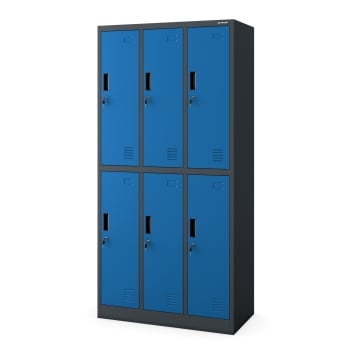 Vestiaire métallique – casier à 6 portes IGOR, 900 x 1850 x 450 mm, anthracite et bleu