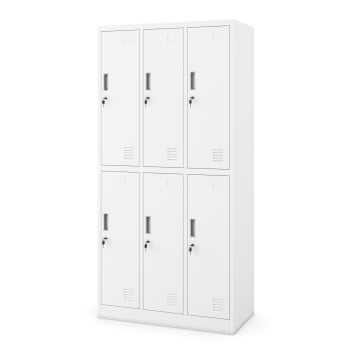 Metallspind – 6-türiger Kleiderschrank IGOR, 900 x 1850 x 450 mm, weiß