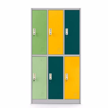 Kleiderspind mit 6 Abteilen IGOREK, 900 x 1500 x 450 mm, grau-vielfarbig