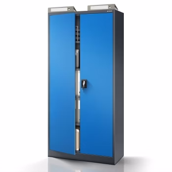 Abschließbarer Aktenschrank für Büro JAN, 900 x 1850 x 400 mm, anthrazit-blau