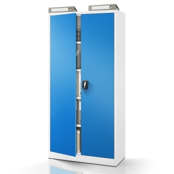 Abschließbarer Aktenschrank für Büro JAN, 900 x 1850 x 400 mm, grau-blau