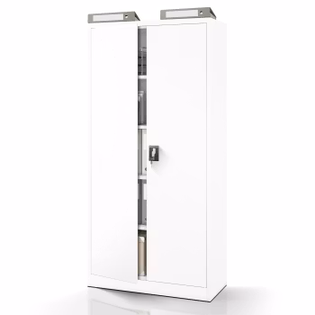 Abschließbarer Aktenschrank für Büro JAN, 900 x 1850 x 400 mm, weiß