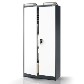 Abschließbarer Aktenschrank für Büro JAN, 900 x 1850 x 400 mm, anthrazit-weiß