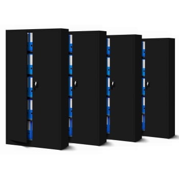 Satz 4x aktenschrank Büroschrank abschließbar JAN, 900 x 1850 x 400 mm, schwarz