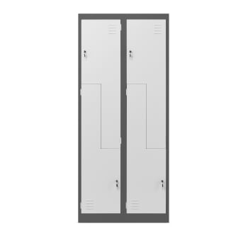 Spind Schrank in L-Form JULIA, 800 x 1850 x 450 mm, anthrazit-weiß