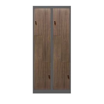 Spind Schrank in L-Form JULIA, 800 x 1850 x 450 mm, Eco Design: anthrazit/ nussbaum