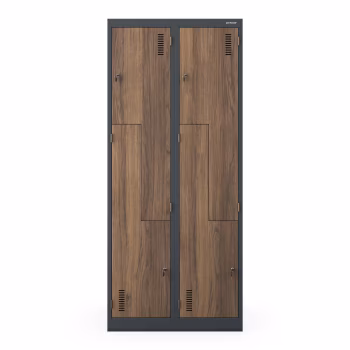 Armoire vestiaire en métal type L JULIA, 800 x 1850 x 450 mm, Eco Design: anthracite/ noyer