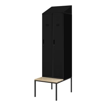 Šatníková skriňa s lavicou a strechou KACPER II PRO, 600 x 2295 x 850 mm, čierna