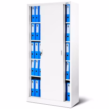 Aktenschrank, Schiebetürenschrank, Metallschrank KUBA, 900 x 1850 x 400 mm, weiß