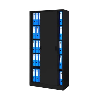 Schiebetürenschrank KUBA, 900 x 1850 x 400 mm, schwarz