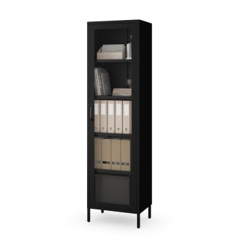 Schwarze Glasvitrine für das Wohnzimmer aus Metall auf Beinen LUIGI Modern 500 x 1800 x 350 mm