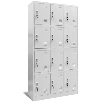 Spind Fächerschrank Schließfachschrank mit 12 Fächern MARCIN, 900 x 1850 x 400 mm, grau