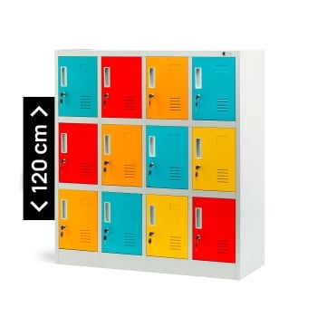 OHS compartment storage cabinet for schools and kindergartens OLA, 1090 x 1200 x 450 mm, grey-multicolor