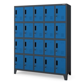 Vestiaire métallique ROBERT 1360 x 1720 x 450 mm, anthracite et bleu