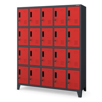 Vestiaire métallique ROBERT 1360 x 1720 x 450 mm, anthracite et rouge