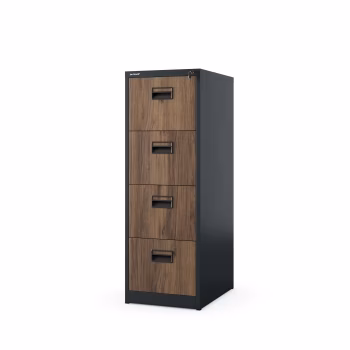 Aktenschrank mit 4 Schubladen SARA V4, 460 x 1320 x 620 mm, Eco Design: anthrazit/ nussbaum