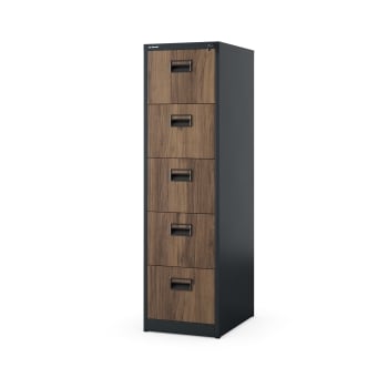 Aktenschrank mit 5 Schubladen SARA V5, 460 x 1630 x 620 mm, Eco Design: anthrazit/ nussbaum