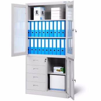 Dulap metalic vitrină WIOLA, 900 x 1850 x 400 mm, gri 