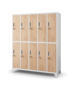 BARTEK 5B2A szafa: biało RAL9003 - drewniana | Schließfachschrank: weiß-holz | cabinet: white-woodgrain H1720*W1360*D450