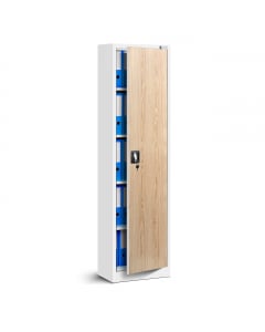 ALEX C001 szafa: biało RAL9003 - drewniana | Aktenschrank: weiß-holz | cabinet: white-woodgrain