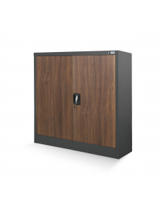 Alacsony fém irattartó szekrény BEATA, 900 x 930 x 400 mm, Eco Design: antracit/ dió