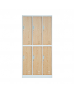 Szafa socjalna 6-drzwiowa IGOR, 900 x 1850 x 450 mm, Eco Design: biała/ dąb sonoma
