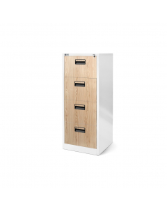 SARA V004 szafa: biało RAL9003 - drewniana | Aktenschrank: weiß-holz | cabinet: white-woodgrain