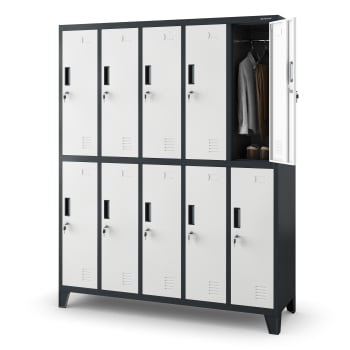 10-doors OHS storage cabinet for clothes BARTEK, 1360 x 1720 x 450 mm, anthracite-white