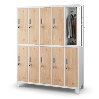 10-doors storage cabinet BARTEK, 1360 x 1720 x 450 mm, Eco Design: white/ sonoma oak
