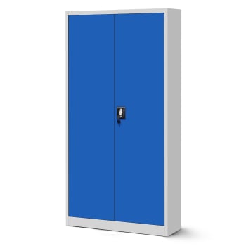 4x set metal office file cabinet JAN, 900 x 1850 x 400 mm, grey-blue