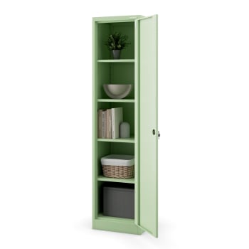 Wysoka szafka biurowa ALEX, 450 x 1850 x 400 mm, Fresh Style: pastelowy zielony 