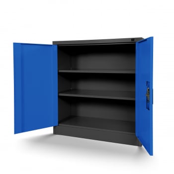 Metal cabinet with doors BEATA, 900 x 930 x 400 mm, anthracite-blue