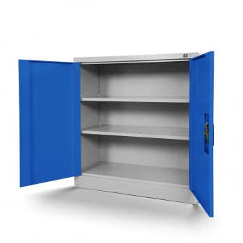 Metal cabinet with doors BEATA, 900 x 930 x 400 mm, grey-blue