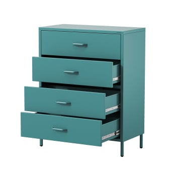 Commode 4 tiroirs CARLA, 800 x 1015 x 400 mm, Modern: turquoise 