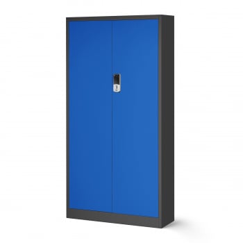 Metal office file cabinet DANIEL, 900 x 1850 x 400 mm, athracite-blue