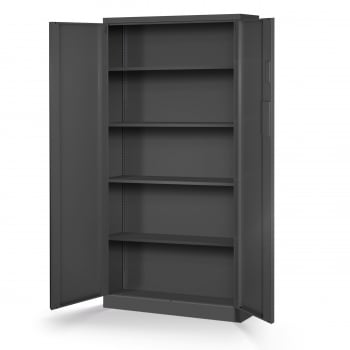 Metal office file cabinet DANIEL, 900 x 1850 x 400 mm, athracite